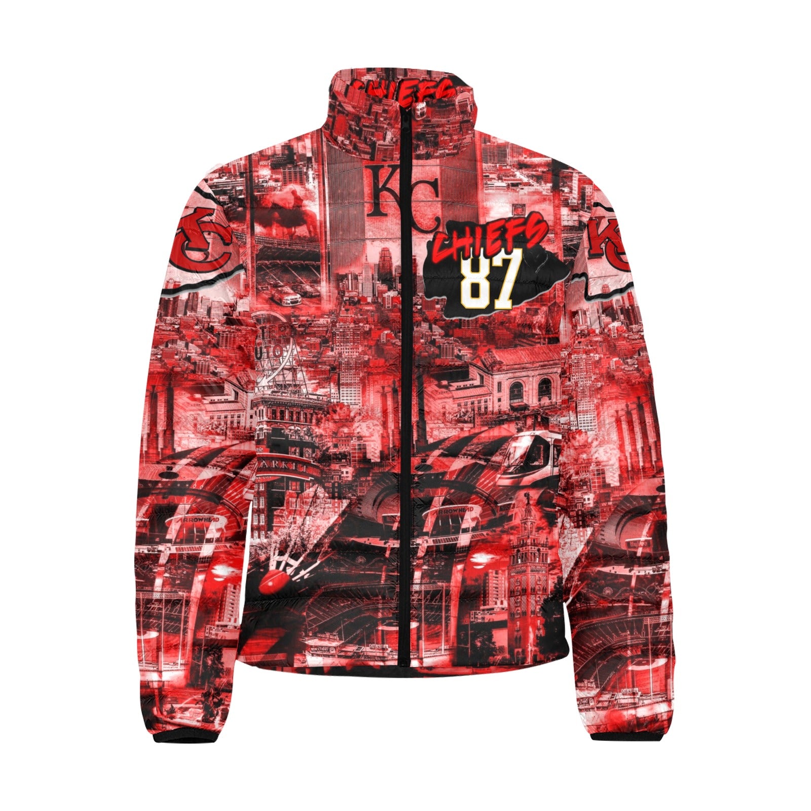 CHIEFS 87 KELCE Unisex BUBBLE COAT (Light Red)