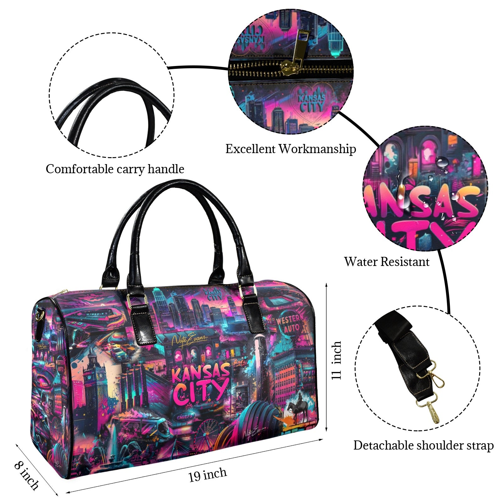 KANSAS CITY Leather Travel Bag "The Speed of Light"