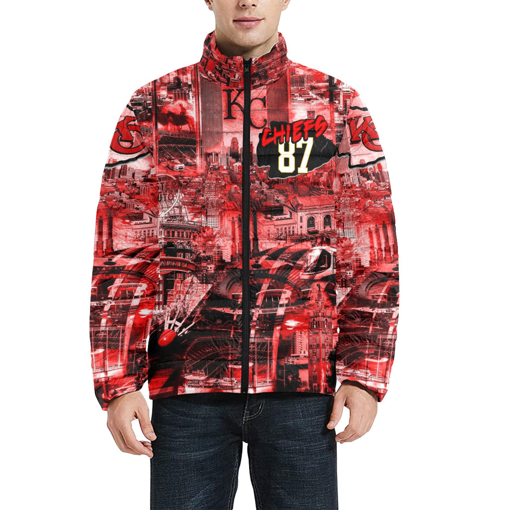 CHIEFS 87 KELCE Unisex BUBBLE COAT (Light Red)
