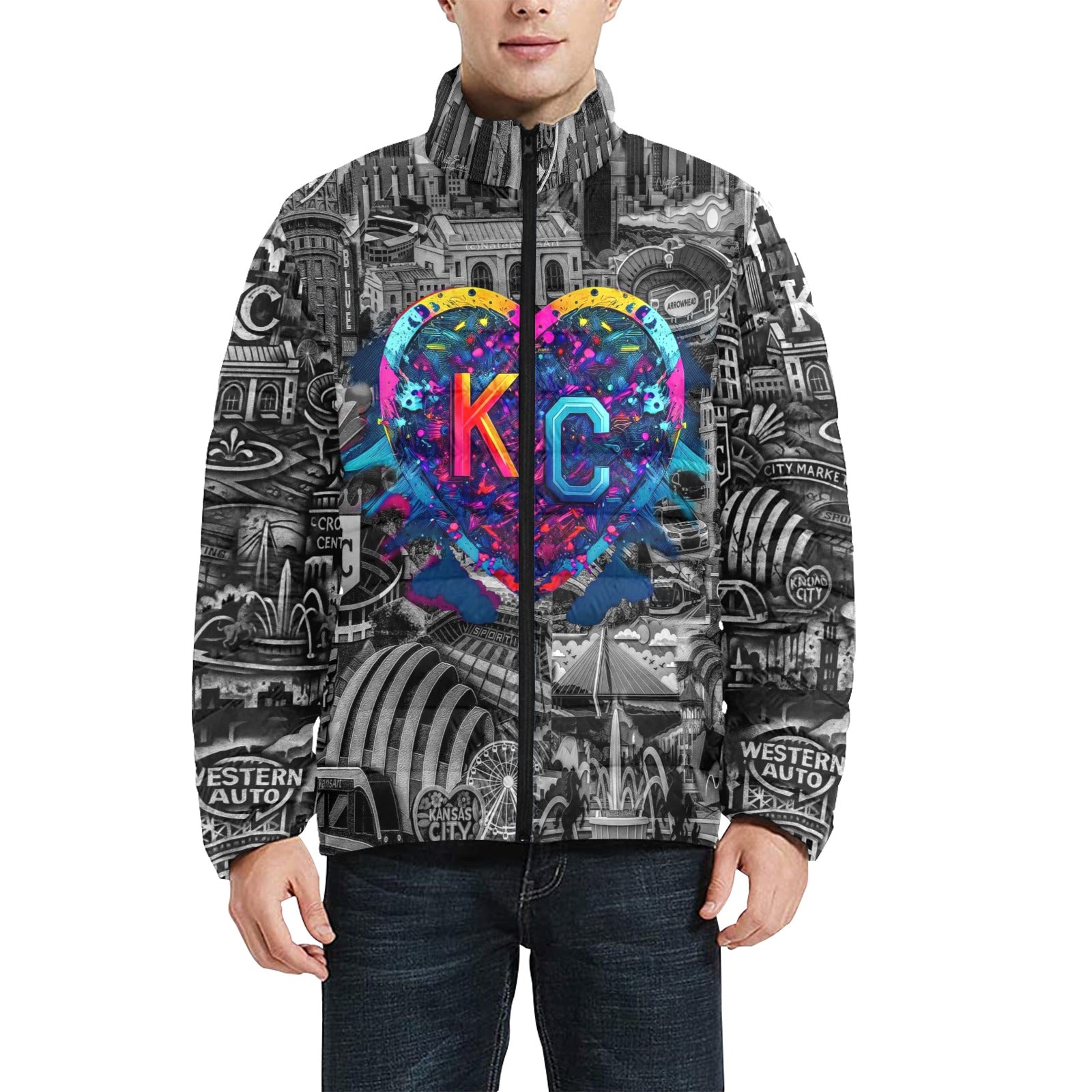 KANSAS CITY Heart Unisex BUBBLE COAT